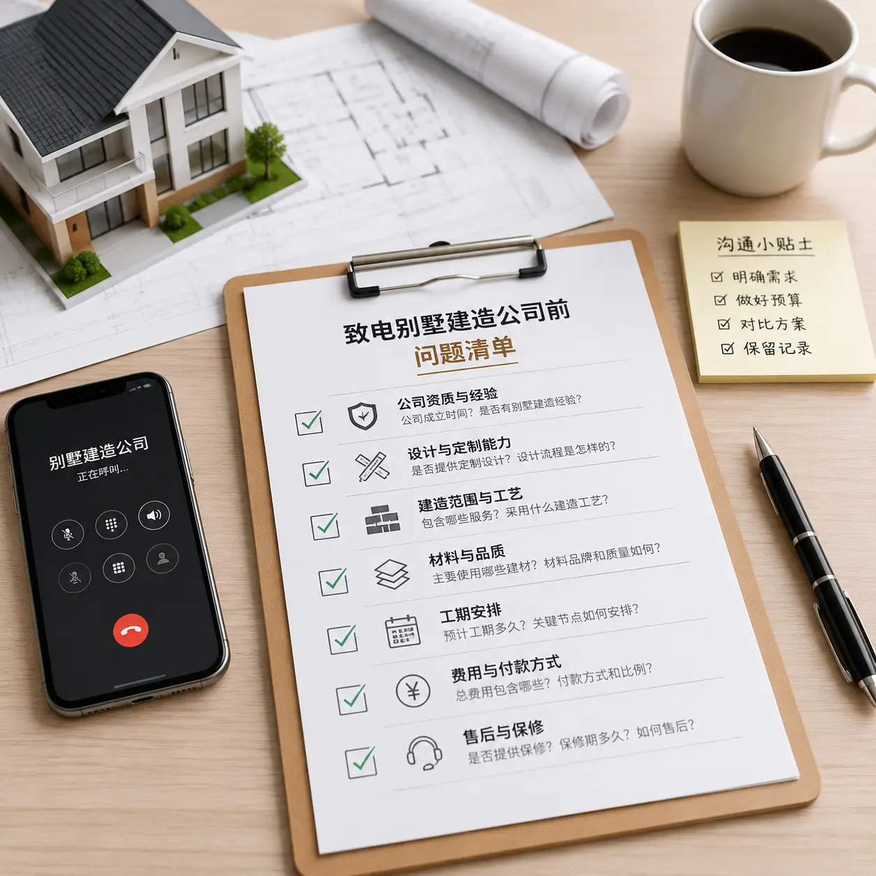 在贞丰拨打别墅建造公司电话前的准备工作